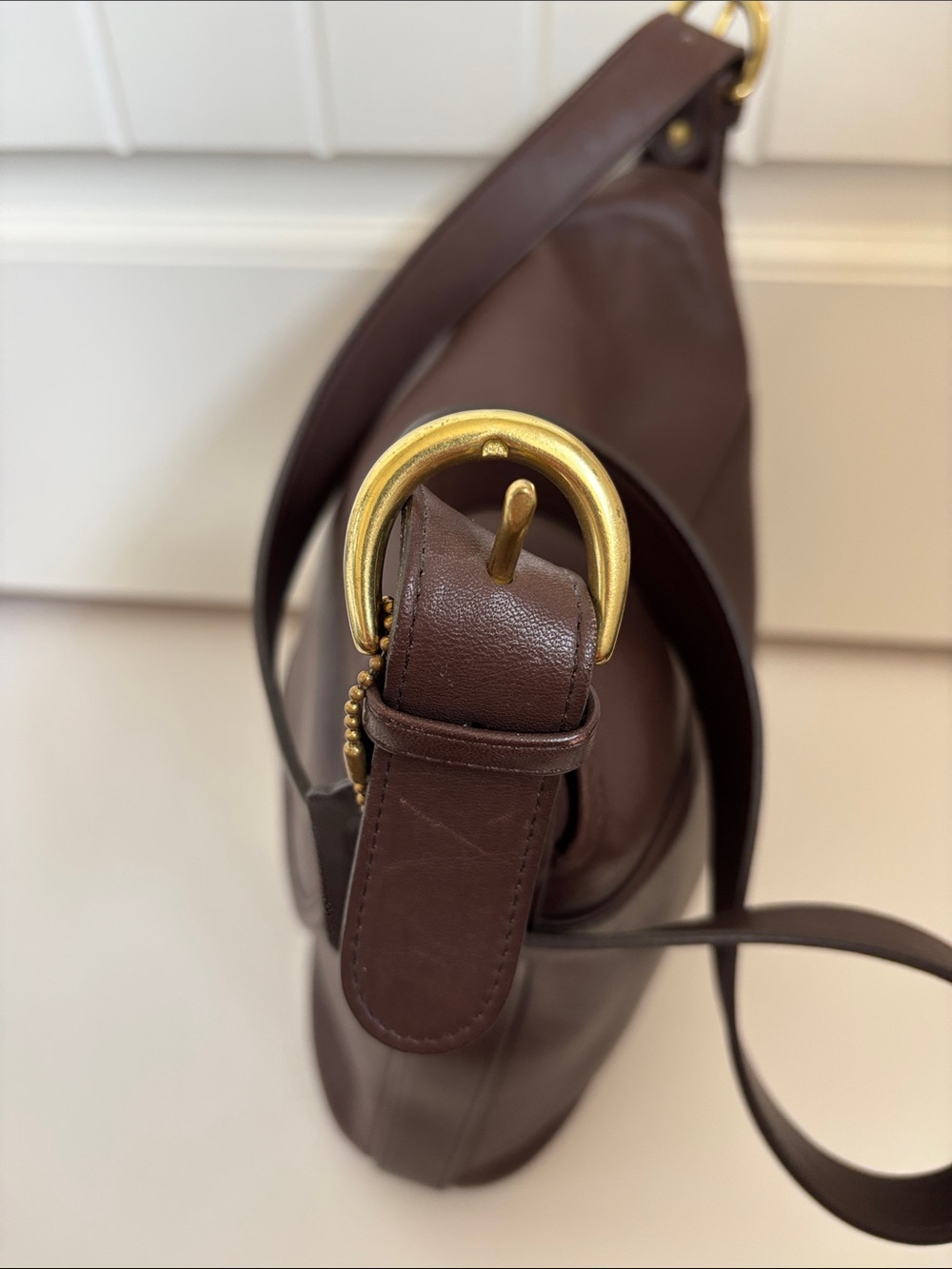 Vintage Coach 4115 Whitney Flap Crossbody Shoulder Bag Brown Leather Brass USA - Picture 11 of 15